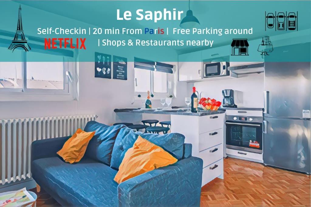Le Saphir - 20Min From Paris & Cdg Airport - 2 Bathrooms - 2 Desks ดร็องซี ภายนอก รูปภาพ